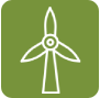 Turbina eólica sobre fondo verde